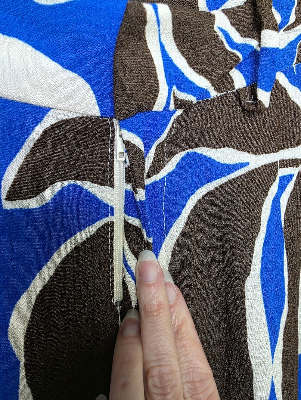 Zara Tropical Palm Print Wide Leg Pants Blue Brown Cream - Size XS - NWOT! - Picture 8 of 15
